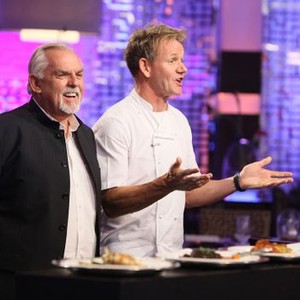 Hell's Kitchen, John Ratzenberger (L), Gordon Ramsay (R), 11 Chefs Compete, Season 14, Ep. #8, 4/21/2015, ©FOX