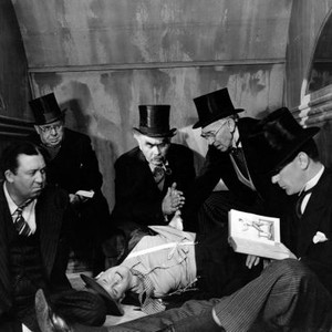 BALL OF FIRE, Ralph Peters, S.Z. Sakall, Oscar Homolka, Tully Marshall, Gary Cooper, Dan Duryea (lying down), 1941
