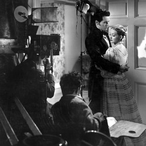 JEZEBEL, director William Wyler, Henry Fonda, Bette Davis on set, 1938