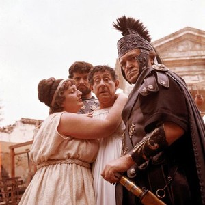 A FUNNY THING HAPPENED ONTHE WAY TO THE FORUM, Leon Greene (in back), Jack Gilford, 1966