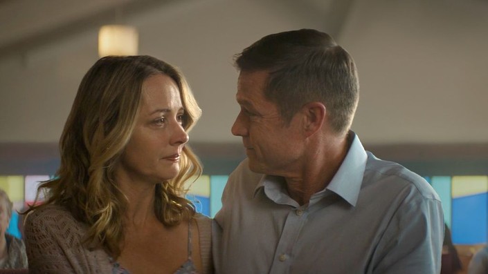 Denise (Amy Acker) and husband-coach Joe (Eric Close) in "Average Joe." (GND Media Group and Provisions Film Supply)