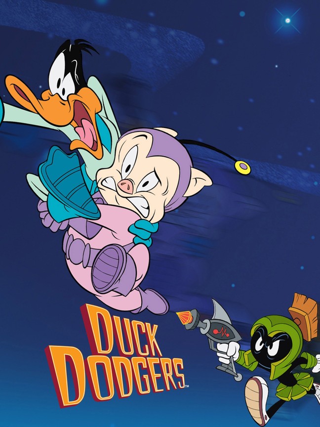  Looney Tunes Duck Dodgers Duo Poster T-Shirt : Sports & Outdoors