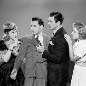 SKY MURDER, from left: Joyce Compton, Edward Ashley, Walter Pidgeon, Kaaren Verne, 1940