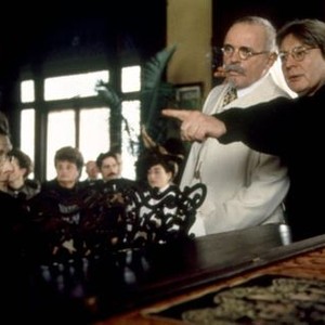THE ROAD TO WELLVILLE, standing: Anthony Hopkins, director Alan Parker, on set, 1994. (c)Columbia Pictures
