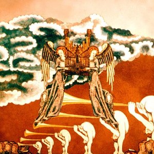 MONTY PYTHON AND THE HOLY GRAIL, Terry Gillian's art work for the arrival of God, 1975