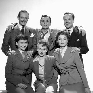 YOUNG WIVES' TALE, Guy Middleton, Audrey Hepburn, Nigel Patrick, Joan Greenwood, Derek Farr, Helen Cherry, 1951