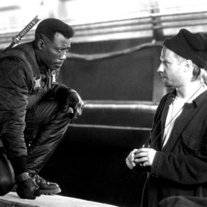 BLADE, Wesley Snipes, director Stephen Norrington on set, 1998, (c)New Line Cinema