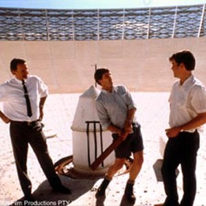 SAM NEILL, KEVIN HARRINGTON and TOM LONG in Working Dog Productions' comedic true story, "The Dish," distributed by Warner Bros. Pictures.