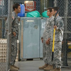 Enlisted, Geoff Stults (L), Chris Lowell (C), Parker Young (R), 'Rear D Day', Season 1, Ep. #6, 02/07/2014, ©FOX