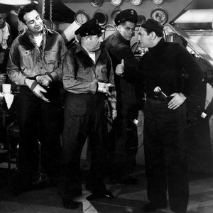 DESTROYER, Edward Brophy, (center), Glenn Ford, Edward G. Robinson, (right), 1943
