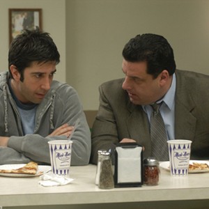 David Schwimmer plays the title role in DUANE HOPWOOD. Steven R. Schirripa plays Steve, his attorney, in a scene from the film, written and directed by Matt Mulhern.