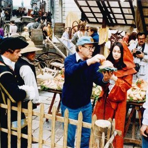 VALMONT, from left, center, director Milos Forman, Meg Tilly, on-set, 1989, ©Orion Pictures