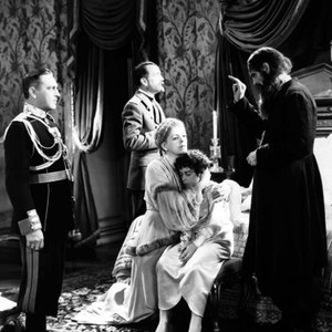 RASPUTIN AND THE EMPRESS, John Barrymore (left), Ralph Morgan as Czar Nicholas II (rear), seated from left: Ethel Barrymore as Czarina Alexandra, Tad Alexander, Lionel Barrymore as Rasputin (right), 1932