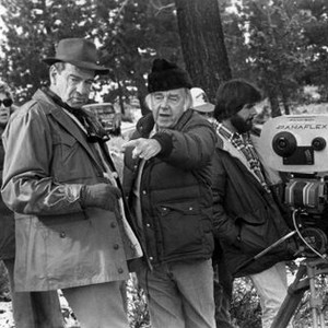 FIRST MONDAY IN OCTOBER, Walter Matthau, director Ronald Neame on set, 1981, (c) Paramount