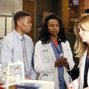 Grey's Anatomy, Paul James (L), Jerrika D. Hinton (C), Ellen Pompeo (R), 'We Gotta Get Out Of This Place', Season 10, Ep. #16, 03/20/2014, ©ABC