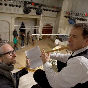 JOY, from left: costume designer Michael Wilkinson, director David O. Russell, 2015. ph: Merie Weismiller Wallace/TM and Copyright ©20th Century Fox Film Corp. All rights reserved.