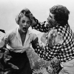 MONSTER ON THE CAMPUS, from left: Joanna Moore, Arthur Franz, 1958