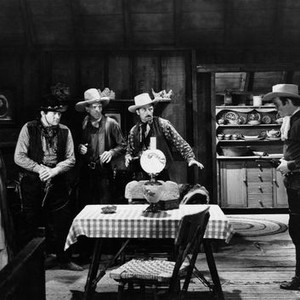 BILLY THE KID RETURNS, first, second and fifth from left: Dorothy  Vaughan, Fred Kohler, Roy Rogers, 1938