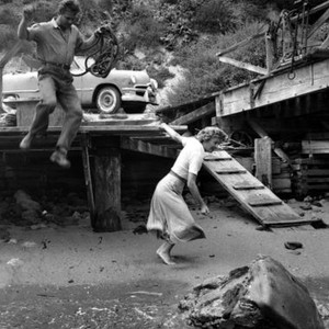 JEOPARDY, Ralph Meeker (leaping), Barbara Stanwyck, 1953