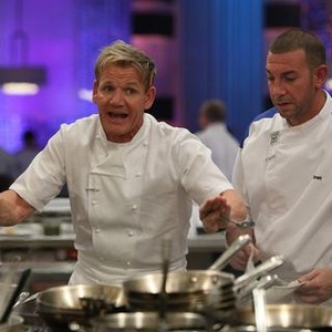 Hell's Kitchen, Gordon Ramsay (L), Bret Hauser (R), 17 Chefs Compete, Season 14, Ep. #2, 3/10/2015, ©FOX
