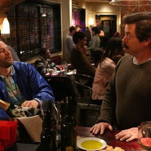 Parks and Recreation, Jon Glaser (L), Nick Offerman (R), 'Moving Up (streaming only)', Season 6, Ep. #23, ©NBC