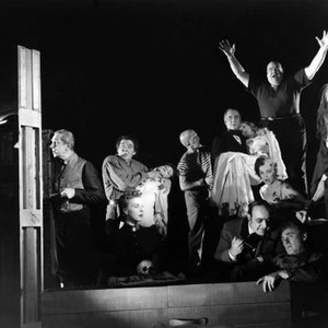 THE BLACK SLEEP, Bela Lugosi, Lon Chaney, Jr., Akim Tamiroff, Basil Rathbone, Tor Johnson, Herbert Rudley, John Carradine, 1956
