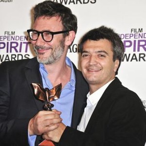 Michel Hazanavicius, Best Director, Thomas Langmann, Best Feature, THE ARTIST in the press room for 2012 Film Independent Spirit Awards - Press Room 1, on the beach, Santa Monica, CA February 25, 2012. Photo By: Gregorio Binuya/Everett Collection