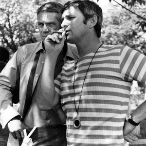 THE THOMAS CROWN AFFAIR, Steve McQueen, director Norman Jewison on set, 1968
