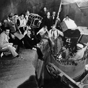 DRACULA, (Spanish-language), director George Melford, (standing, in sweater-vest), Carlos Villarias, (white tie), Pablo Alvarez Rubio, (next to Villaris), Barry Norton, (seated, leg dangling), on-set, 1931