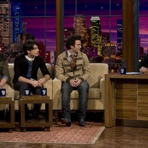 The Tonight Show With Jay Leno, from left: Nick Jonas, Joe Jonas, Kevin Jonas, Jay Leno, 'Season', ©NBC