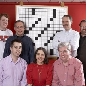 WORDPLAY, back row: crossword champion Tyler Hinman, past champion Jon Delfin, New York Times crossword editor Will Shortz, crossword constructor Merl Reagle; front row: past champion Trip Payne, past champion Ellen Ripstein, Al Sanders, 2006, ©IFC Films