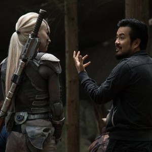 STAR TREK BEYOND, from left: Sofia Boutella, director Justin Lin, on set, 2016. ph: Kimberley French/© Paramount Pictures