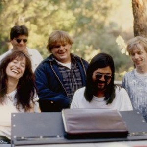 BLACK SHEEP, Director Penelope Sheeris, Chris Farley, David Spade, (far right), on set, 1996, (c)Paramount