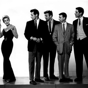 5 AGAINST THE HOUSE, (aka FIVE AGAINST THE HOUSE), from left: Kim Novak, Guy Madison, Brian Keith, Alvy Moore, Kerwin Mathews, 1955
