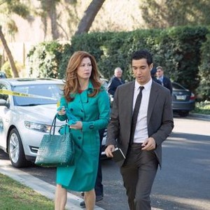 Body of Proof, Dana Delany (L), Elyes Gabel (R), 'Doubting Tommy', Season 3, Ep. #8, 04/09/2013, ©ABC