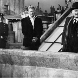 PHANTOM OF THE RUE MORGUE, Steve Forrest (center), Claude Dauphin (right), 1954