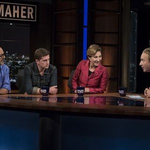 Real Time with Bill Maher, from left: Andrew Sullivan, Rob Thomas, Anne-Marie Slaughter, Bill Maher, 02/21/2003, ©HBOMR