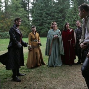 Once Upon a Time, from left: Colin O'Donoghue, Ginnifer Goodwin, Rebecca Mader, Lana Parrilla, Sean Maguire, Joshua Dallas, 'Nimue', Season 5, Ep. #7, 11/08/2015, ©ABC