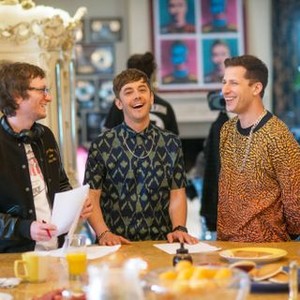 POPSTAR: NEVER STOP NEVER STOPPING, l-r: director Akiva Schaffer, Jorma Taccone, Andy Samberg on set, 2016. ph: Glen Wilson/©Universal