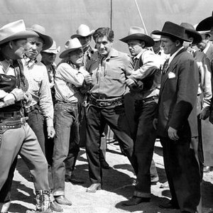ON THE OLD SPANISH TRAIL, first, second, seventh and tenth from left: Bob Nolan, Roy Rogers, Fred Graham, Charles McGraw, 1947