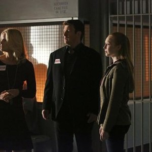 Castle, Joelle Carter (L), Nathan Fillion (C), Molly Quinn (R), 'Like Father, Like Daughter', Season 6, Ep. #7, 11/04/2013, ©ABC