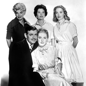 THE KING AND FOUR QUEENS, top row from left: Barbara Nichols, Jean Willes, Sara Shane; bottom row from left: Clark Gable, Eleanor Parker, 1956