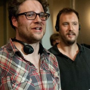 THIS IS THE END, from left: co-directors Seth Rogen, Evan Goldberg, on set, 2013. ph: Suzanne Hanover/©Sony Pictures