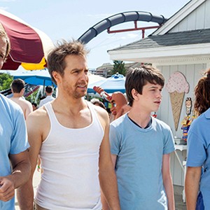 (L-R) Nat Faxon as Roddy, Sam Rockwell as Owen, Liam James as Duncan and Maya Rudolph as Caitlyn in "The Way, Way Back."