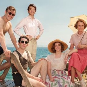 (L-R) KEELEY HAWES as Louisa Durrell, DAISY WATERSTONE as Margo,MILO PARKER as Gerry,JOSH O'CONNOR as Larry and CALLUM WOODHOUSE as Leslie