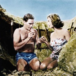 VIRGIN ISLAND, (aka OUR VIRGIN ISLAND), from left, John Cassavetes, Virginia Maskell, 1958