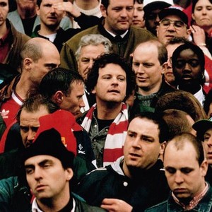 FEVER PITCH, Colin Firth (striped scarf), Nick Hornby (behind Firth right), 1997, © Phaedra Cinema