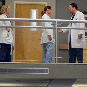 Grey's Anatomy, Jessica Capshaw (L), Camilla Luddington (C), Justin Chambers (R), 'You've Got to Hide Your Love Away', Season 10, Ep. #14, 03/06/2014, ©ABC
