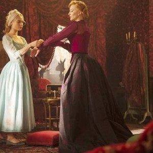 CINDERELLA, from left: Lily James as Cinderella, Cate Blanchett, 2015. ph: Jonathan Olley/©Walt Disney Studios Motion Pictures