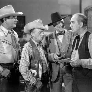 GUN TALK, from left: Johnny Mack Brown, Raymond Hatton, Frank LaRue, Ted Adams, 1947